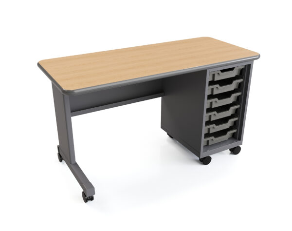 Cascade Teacher Desk, Right-hand w/ six 3" Totes